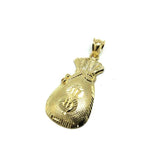 10K Yellow Gold Money Bag Men's Pendant GMP-006 - WORLDSTARBLING
