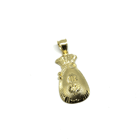 10K Yellow Gold Money Bag Men's Pendant GMP-007 - WORLDSTARBLING