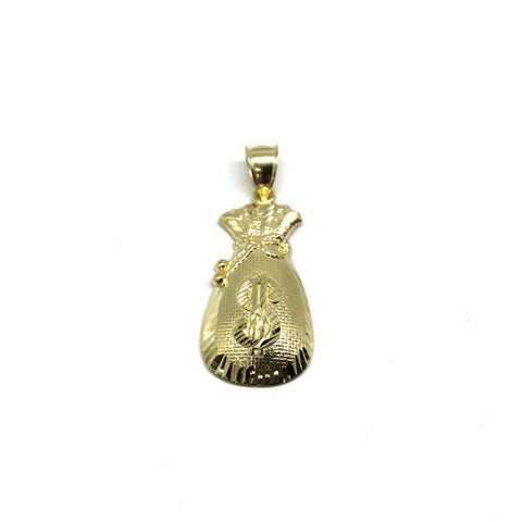 10K Yellow Gold Money Bag Men's Pendant GMP-007 - WORLDSTARBLING