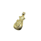 10K Yellow Gold Money Bag Men's Pendant GMP-007 - WORLDSTARBLING