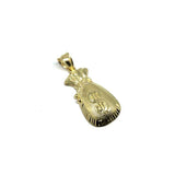 10K Yellow Gold Money Bag Men's Pendant GMP-007 - WORLDSTARBLING