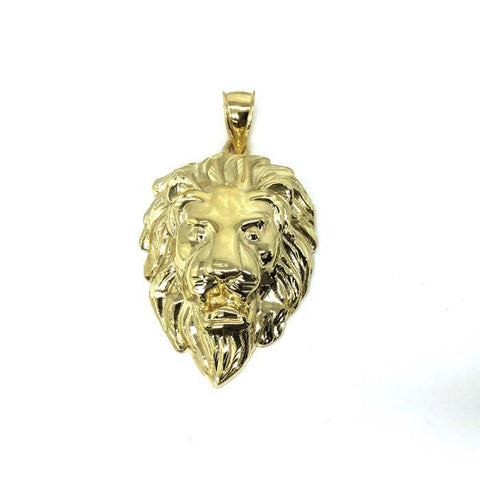 10K Yellow Gold Lion Head Pendant with diamond cut XXL LGP-011 - WORLDSTARBLING