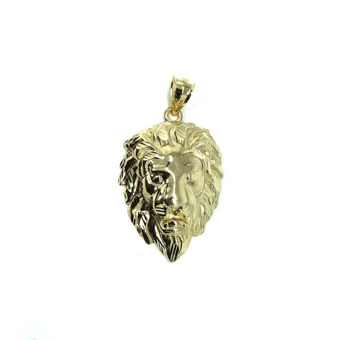 10K Yellow Gold Lion Gold Diamond Cut Pendant L LGP-012 - WORLDSTARBLING