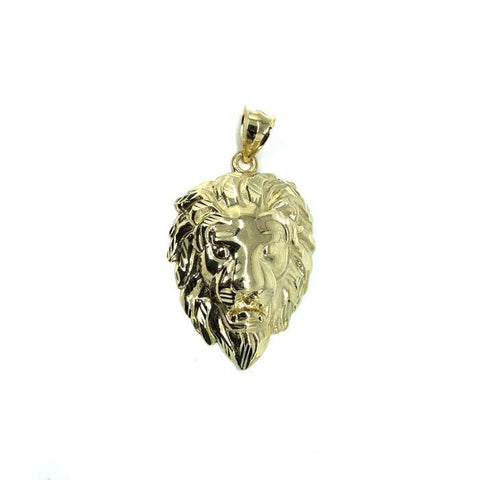 10K Yellow Gold Lion Gold Diamond Cut Pendant L LGP-012 - WORLDSTARBLING