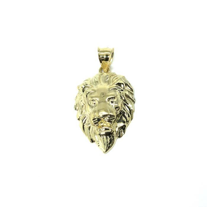 10K Yellow Gold Lion Pendant with Diamond Cut M LGP-013 - WORLDSTARBLING