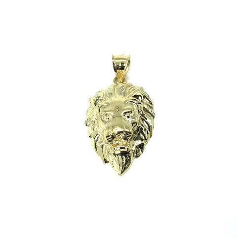 10K Yellow Gold Lion Pendant with Diamond Cut M LGP-013 - WORLDSTARBLING
