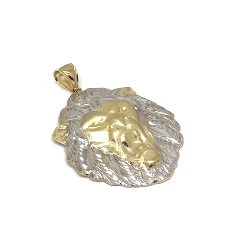 10K Yellow Gold and White Lion Pendant LGP_001 - WORLDSTARBLING