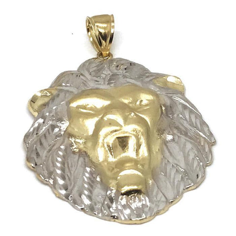 10K Yellow Gold and White Lion Pendant LGP_001 - WORLDSTARBLING