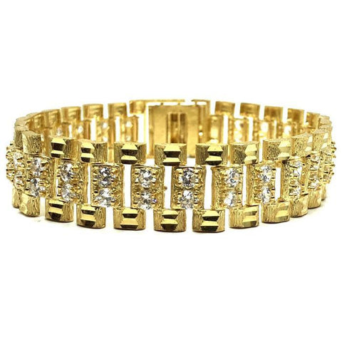 10K 15MM Bracelet CZ Rolly MB-004 - WORLDSTARBLING