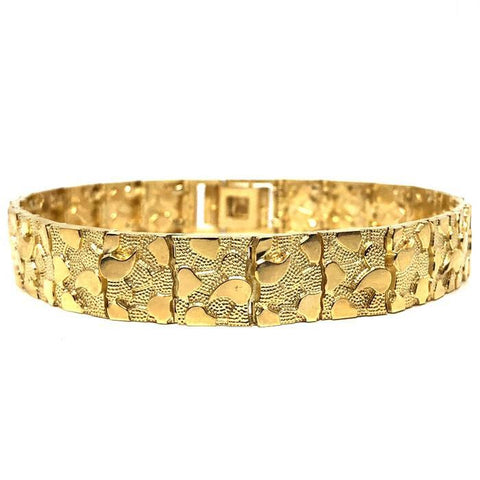 10K 12MM Nugget Bracelet MB-014 - WORLDSTARBLING