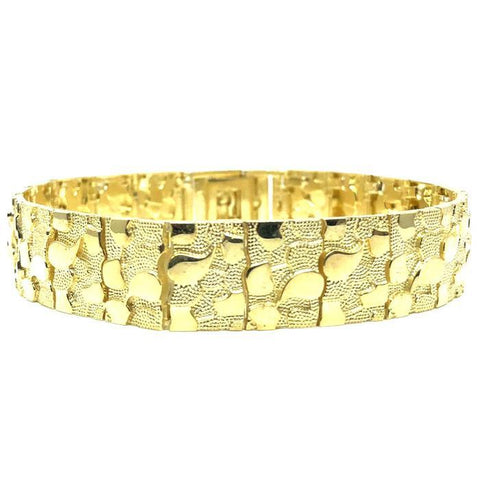 10K 14MM Nugget Bracelet MB-015 - WORLDSTARBLING