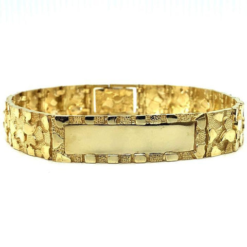 10K 14MM Nugget ID Bracelet MB-021 - WORLDSTARBLING
