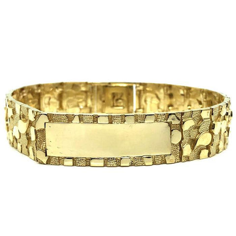 10K 14MM Nugget ID Bracelet MB-022 - WORLDSTARBLING