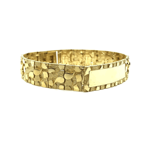 10K 14MM Nugget ID Bracelet MB-022 - WORLDSTARBLING