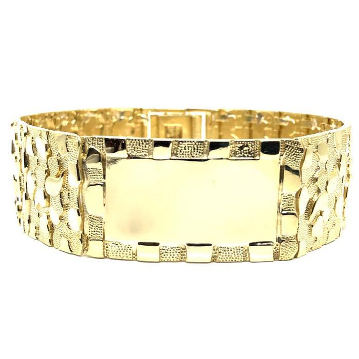 10K 23MM Nugget ID Bracelet MB-024 - WORLDSTARBLING