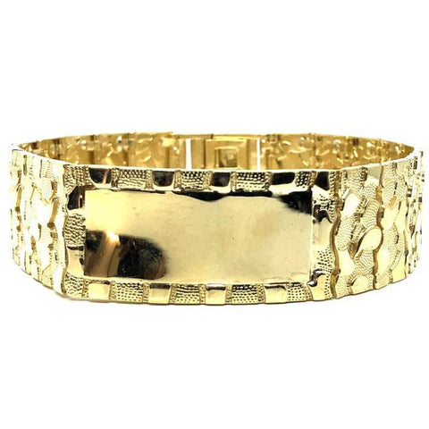10K 20MM Nugget ID Bracelet MB-025 - WORLDSTARBLING