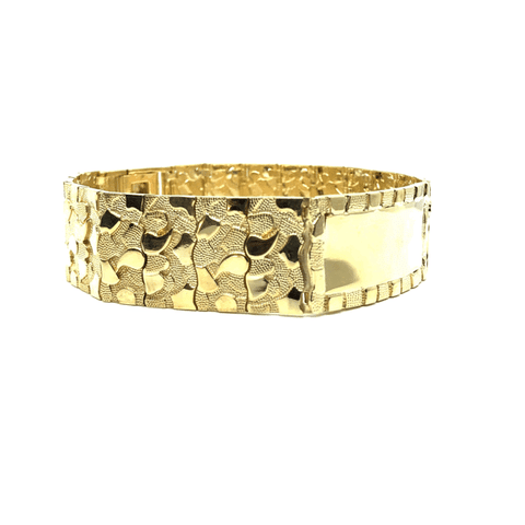 10K 20MM Nugget ID Bracelet MB-025 - WORLDSTARBLING