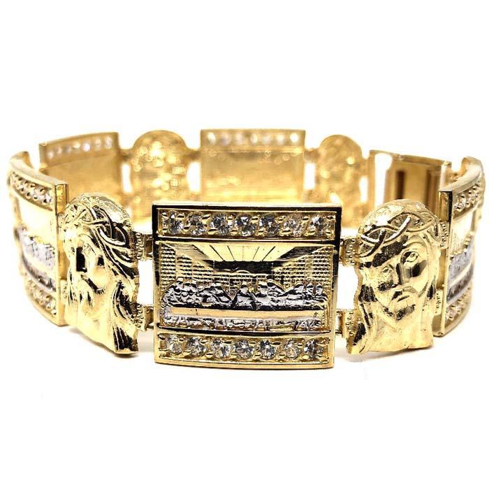 Bracelet en or jaune 10K 19MM The Last Supper & Jesus MBG-029