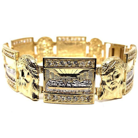 Bracelet en or jaune 10K 19MM The Last Supper & Jesus MBG-029