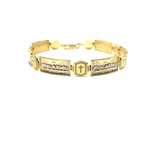 10K Yellow Gold 10MM The Last Cone & Cross Bracelet MBG-030 - WORLDSTARBLING
