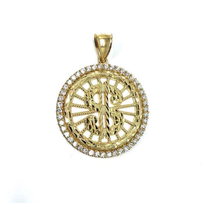 10 Karats Men's Gold Dollar Sign Pendant MPG-375 - WORLDSTARBLING