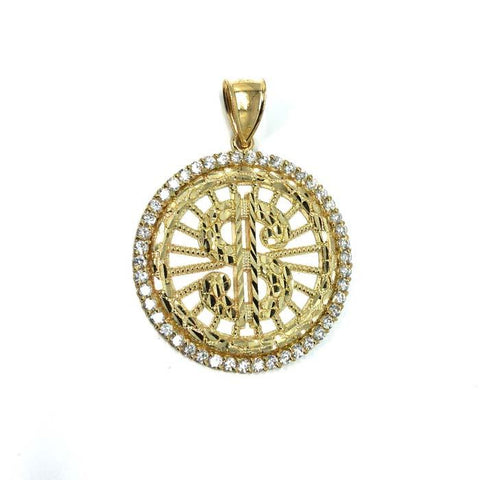 10 Karats Men's Gold Dollar Sign Pendant MPG-375 - WORLDSTARBLING