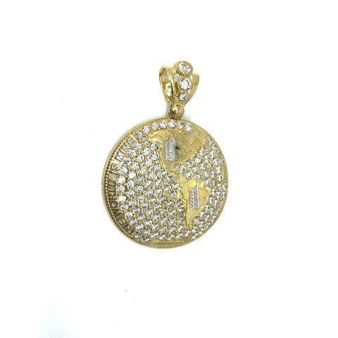10K Yellow Gold Globe Pendant with Zircons MPG-382 - WORLDSTARBLING