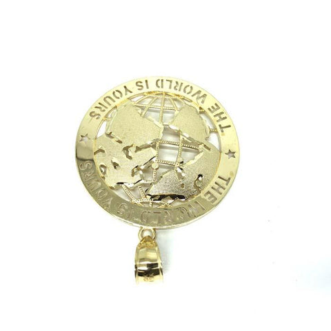 10K Yellow Gold The Wolrd Is Yours Globe Pendant XL MPG-384 - WORLDSTARBLING