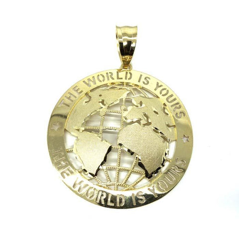10K Yellow Gold The World Is Yours Globe Pendant XXL MPG-385 - WORLDSTARBLING