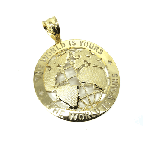 10K Yellow Gold The World Is Yours Globe Pendant XXL MPG-385 - WORLDSTARBLING