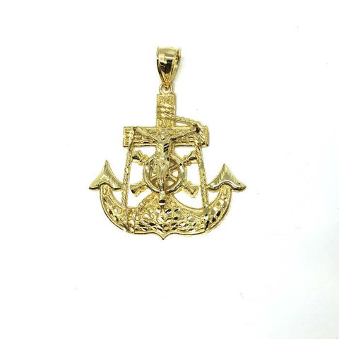 10 Karat Gold Anchor Men Pendant MPG-388 - WORLDSTARBLING