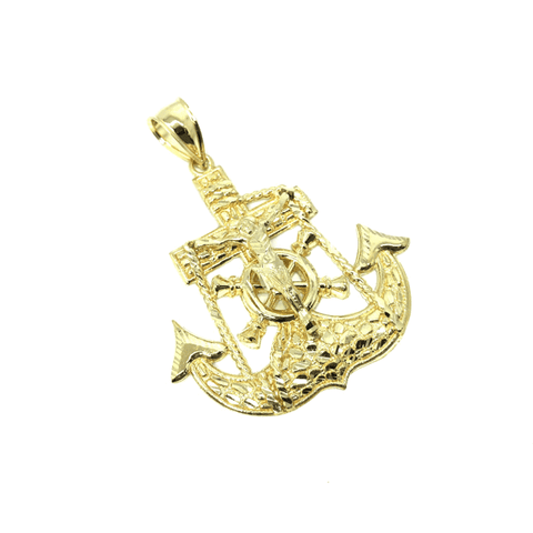 10 Karat Gold Anchor Men Pendant MPG-389 - WORLDSTARBLING