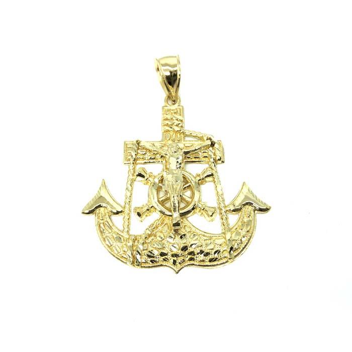 10 Karat Gold Anchor Men Pendant MPG-389 - WORLDSTARBLING