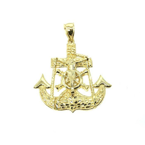 10 Karat Gold Anchor Men Pendant MPG-389 - WORLDSTARBLING
