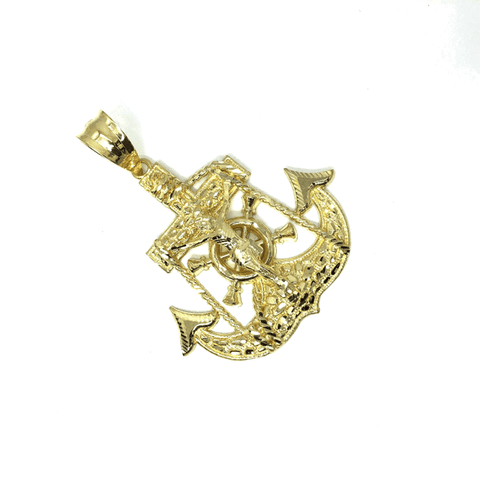 10K Yellow Gold Anchor Men Pendant MPG-390 - WORLDSTARBLING