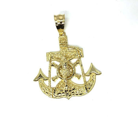 10K Yellow Gold Anchor Men Pendant MPG-390 - WORLDSTARBLING