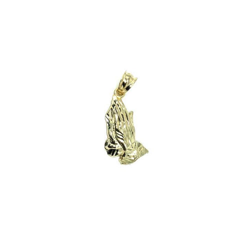 10K Yellow Gold Prayer Hand Man's Pendant S MPG-393 - WORLDSTARBLING