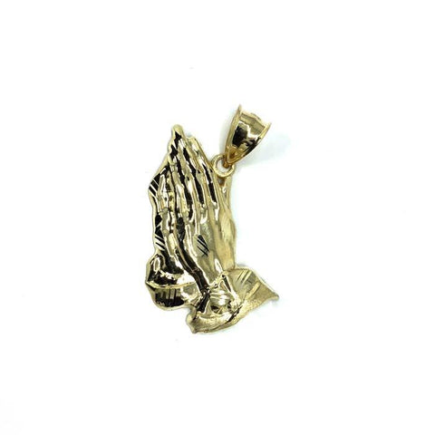 10K Yellow Gold Prayer Hands Men's Pendant L MPG-395 - WORLDSTARBLING