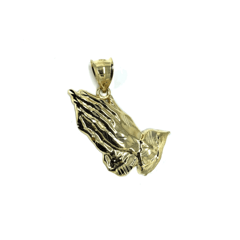 10K Yellow Gold Prayer Hands Men's Pendant L MPG-395 - WORLDSTARBLING