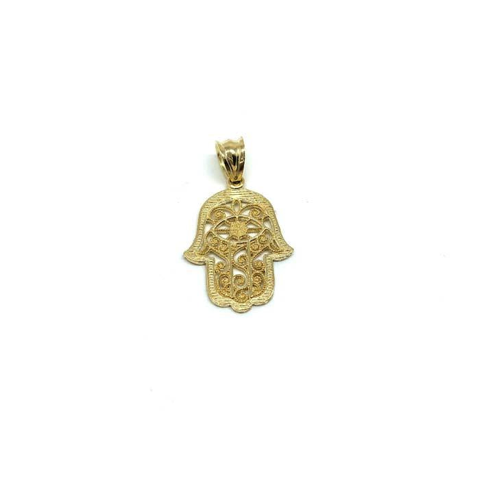 10K Yellow Gold Hands Of Fatima Men's Pendant XS MPG-408 - WORLDSTARBLING