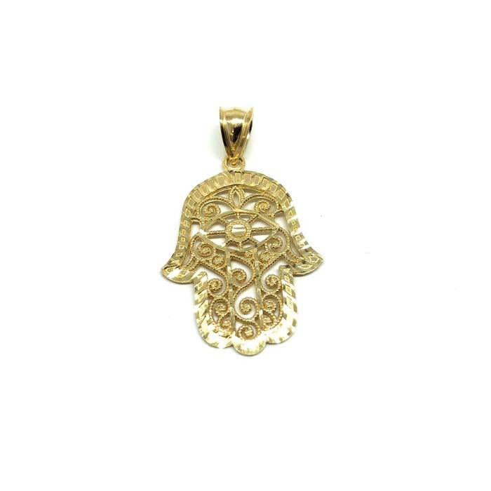 10K Yellow Gold Fatima Hand Men's Pendant M MPG-411 - WORLDSTARBLING