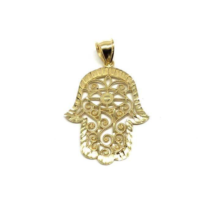 10K Yellow Gold Hands Of Fatima Men's Pendant L MPG-412 - WORLDSTARBLING
