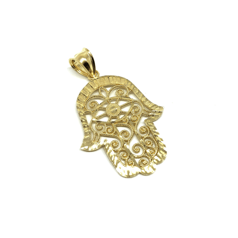 10K Yellow Gold Hands Of Fatima Men's Pendant L MPG-412 - WORLDSTARBLING