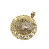 10K Yellow Gold Two Tone Globe Pendant CZ MPG-415 - WORLDSTARBLING