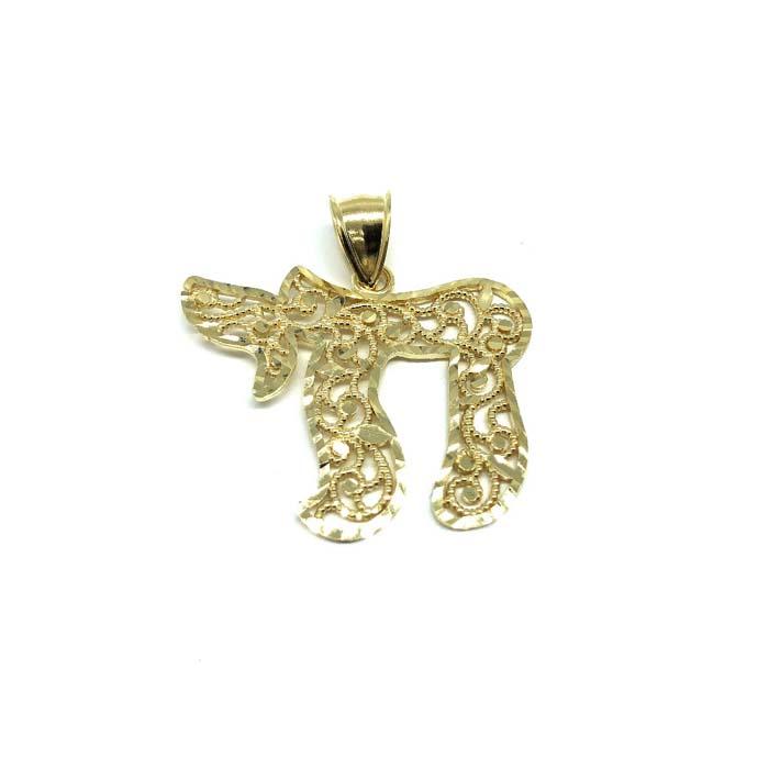 10K Yellow Gold Chai Pendant L MPG-420 - WORLDSTARBLING