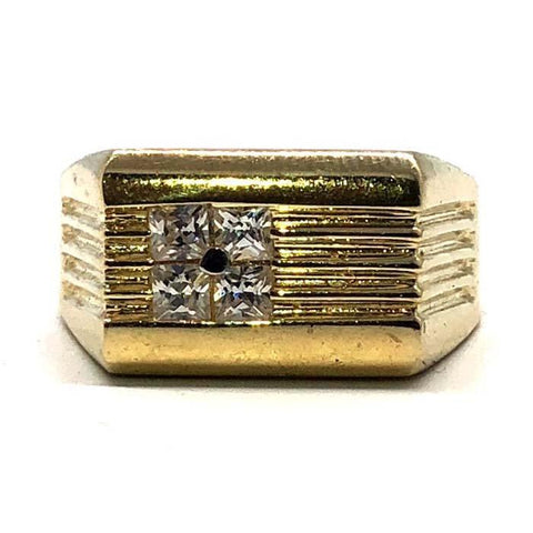 Bague en or jaune 10K pour homme, 4 czs MRG-181