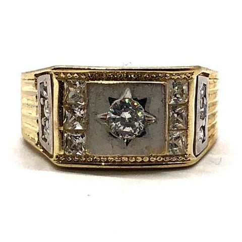 Bague pour homme en or jaune 10K CZ Star MRG-183