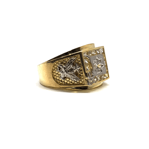 10K Yellow Gold CZ Eagle Ring MRG-185 - WORLDSTARBLING