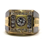 Bague en or jaune 10K deux tons CZ MRG-186