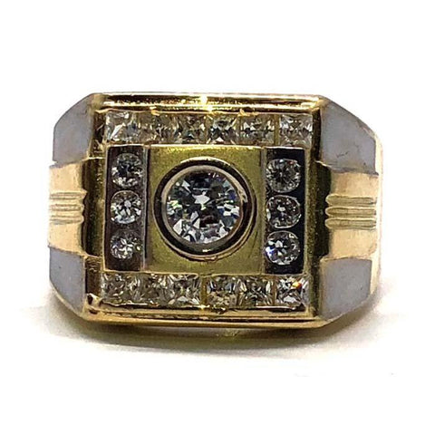 Bague en or jaune 10K deux tons CZ MRG-186